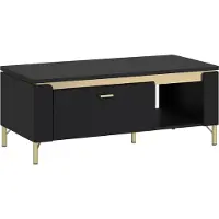 Lomadox Couchtisch in schwarz matt mit goldfarbenen Akzenten NOLA-129