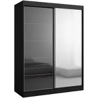 Mzm24 Schiebetürenschrank mit Spiegel Como 2D1L 150 Schwarz (Lacobel)