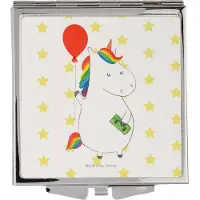 Mr. & Mrs. Panda Klappspiegel Einhorn Luftballon - Weiß - Geschenk, Unicorn, Taschenspiegel, Handspiegel, Kosmetikspiegel, Lebenslust, Geld, Reise Spiegel, Schminkspiegel