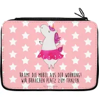 Mr. & Mrs. Panda Etui Einhorn Ballerina - Rot Pastell - Geschenk, Schreibmappe, Lebensfreude, Schlampermäppchen, Unicorn, Federtasche, Einhörner, Party, Tanzen, Mäppchen