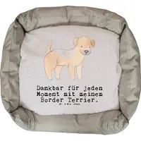 Mr. & Mrs. Panda Hundekissen Border Terrier Moment - Grau Pastell - Geschenk, Valentinstag, Hund, Vatertag, Weihnachten, zur Einweihung, Dankeschön