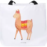 Mr. & Mrs. Panda Strandtasche Alpaka Stolz - Weiß - Geschenk, Beutel, Tasche, Schultasche, Lama, Einkaufstasche, Tote Bag