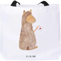 Mr. & Mrs. Panda Strandtasche Alpaka Fahne - Weiß - Geschenk, Lamas, Lama, Reisetasche, Stoffbeutel, Tasche, Alpakas, Liebe, Tote Bag, Büchertasche