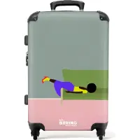 NoBoringSuitcases.com Großer Koffer - Abstrakt - Frau - Pastell - Design - Kombinationsschloss TSA - Hartschalen Trolley 4 Rollen - 72 liter - Reisekoffer - 66 cmKoffer Mittelgroß 67x43x25 cm, 72L,