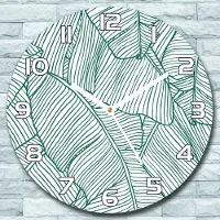 Coloray Wanduhr aus Glas Rund fi 30 Blattkonturen Quarz Deko Wohnzimmer Büro