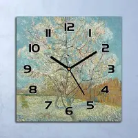 Coloray Wanduhr Echt-Glas-Küchenuhr Frühlingsbaumkunst Quarz 30x30 Deko Bilder