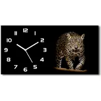 Tulup Wanduhr aus Glas – 60x30 cm - Glasbild - Glasuhr - Gehärtetes Glas - weisse-zeiger - Jaguar