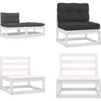 vidaXL 2 tlg. Garten Lounge Set mit Kissen Weiß Kiefer Massivholz - Garten-Lounge-Set - Garten-Lounge-Sets - Holz-Loungemöbel - Holz-Gartenmöbel