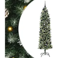 Syfax Künstlicher schlanker Weihnachtsbaum Grün und Weiß 240 cm