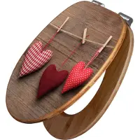 Banjado Design WC Sitz Bambus Absenkautomatik -Herzen - Toilettendeckel mit Absenkautomatik Holz/hochwertiger Bambus Klodeckel/WC-Sitz für alle gängigen Toiletten [TDB2 10210]