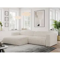 MKS Meble Ecksofa Cord, Sofa Cord L-Form, Wohnlandschaft L-Form, Modern Design Couch, Sofagarnitur, Couchgarnitur, Polsterecke - PASADENA - Beige Cord - links seite