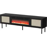 Furniture24 Fernsehschrank Juta Mit Elektrichem Kamin Tv-Lowboard Unterschrank 180X56X40 Cm 2 Türen