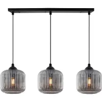 Light11 HOME Riffle Schwarze Hängelampe 3 Flache Graphit-Lampenschirme Zylinder E27