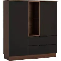 Feldmann-Wohnen Highboard Alicante Hochkommode 120x38x136cm Walnuss schwarzgrau