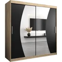 MEBLE KRYSPOL Kleiderschrank, Schiebetürenschrank Schlafzimmer, Schrank mit Spiegel WAVE 200 cm