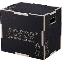 Vevor 3-in-1-Plyometrie-Sprungbox, 16/14/12-Zoll-Plyo-Box aus Holz, Plattform- und Sprung-Agility-Box, rutschfeste Fitness-Step-Up-Box für das Training im Heim-Fitnessstudio, Konditionstraining, schwarz