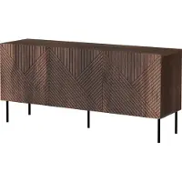 Mirjan 24 Sideboard Art Deco 3D 150, Kommode mit 3 Türen, Sideboard, Griffloses Öffnungssystem push to open, Metallfüße (Farbe: Nuss Warmia)