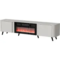 Furniture24 Fernsehschrank Volare Mit Elektrischem Kamin Tv-Lowboard 200 X 49 X 39 Cm Kashmir