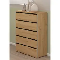 Feldmann-Wohnen Schubladenkommode Naxos Sideboard 60x40x106cm artisan eiche schwarz matt