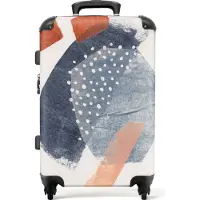 NoBoringSuitcases.com Großer Koffer - Abstrakt - Formen - Blau - Punkte - Kombinationsschloss TSA - Hartschalen Trolley 4 Rollen - 72 liter - Reisekoffer - 66 cmKoffer Mittelgroß 67x43x25 cm, 72L,