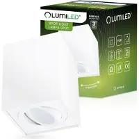 LUMILED Aufbaustrahler Aufbauspot, Aufputz Deckenlampe, Aufbauleuchte Deckenspot, eckig, schwenkbar 15°, weiß, Spot Downlight aus Aluminium, GU10 Fassung, 230V, Länge: 8,5cm, Höhe: 11,5cm