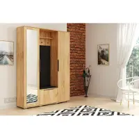 FURMEB Patryk Hojka FurMeb24 LAURA Kleiderschrank 120x190 cm - Craft Gold - mit Spiegel, linke Seite