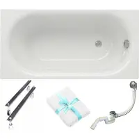 Cersanit | Badewanne - Wanne Rechteckig Octavia - 140 x 70 Cm - Mit Syphon Und Füßen - Acrylwanne - Weiß