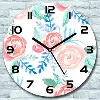 Coloray Wanduhr aus Glas Rund fi 30 Elegante Blumen Quarz Deko Schlafzimmer Büro