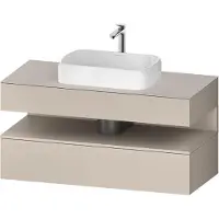 Duravit Qatego Konsolenwaschtischunterbau, 1 Auszug, 1 Schubkasten, Ausschnitt mittig, 1200x550x600m