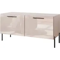 Lookway TV-Schrank AURA 100 KASCHMIR Hochglanz auf geraden schwarzen Beinen mit LED-Beleuchtung