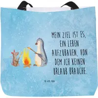 Mr. & Mrs. Panda Tote Bag Pinguin Lagerfeuer - Eisblau - Geschenk, Einkaufstasche, Arbeit, Liebe, Marshmallows, Tasche, Laptoptasche, Job, Feuer, Reisetasche