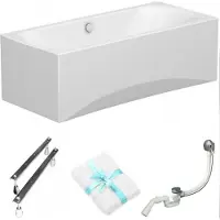 Cersanit | Badewanne - Rechteckbadewanne City - 180 X 80 Cm - Mit Weißer Verkleidung - Ergonomisch - Inkl. Siphon Und Füße