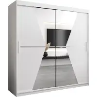 MEBLE KRYSPOL Kleiderschrank, Schiebetürenschrank Schlafzimmer, Schrank mit Spiegel MAROKO 200 cm
