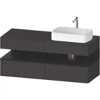 Duravit Qatego Konsolenwaschtischunterbau, 2 Auszüge, 2 Schubkästen, Ausschnitt rechts, 1400x550x600mm, Nische Eiche Schwarz, QA4766016800000