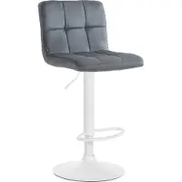 BellaFurn Samt-Barhocker – Komforthocker – verstellbar und drehbar für ultimatives einfaches Sitzen | Farbe: dunkelgrau, Grundfarbe: weiß