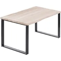 LAMO Manufaktur Esstisch Küchentisch Schreibtisch Couchtisch aus Massivholz, mit Baumkante 100x60x76 cm (AxBxH), Modern, Roh / Rohstahl mit Klarlack, LOB-01-A-001-0000M