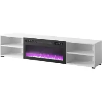 Furniture24 Fernsehschrank mit elektrischem Kamin POLO 180 Tv-Schrank Lowboard Unterschrank Weiß/Schwarz