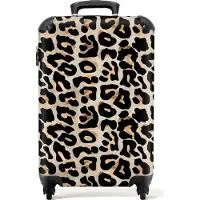 NoBoringSuitcases.com Hartschalen Handgepäck Koffer 55x35x20 cm, 36L, Drucke für Frauen: Beige, schwarz - Pantherdruck, Reisekoffer mit 4 Rollen