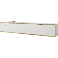 Mirjan 24 TV-Lowboard TV-Lowboard Oro I mit 3 Klappen, Griffloses Öffnungssystem push to open, 175x32x30 cm (Farbe: Weiß / Weiß + Gold)