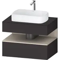 Duravit Qatego Konsolenwaschtischunterbau, 1 Auszug, 1 Schubkasten, Ausschnitt mittig, 800x550x600mm