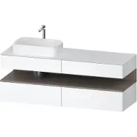 Duravit Qatego Konsolenwaschtischunterbau, 2 Auszüge, 2 Schubkästen, Ausschnitt links, 1600x550x600mm, Nische Basalt Matt, QA4777043180010