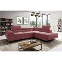EasyFurniture Avatar Kord Ecksofa in L-Form 277 x 73 x 203 cm mit Schlaffunktion und Bettzeugbehälter - Schlafsofa mit Bettkasten - Eckcouch mit Stauraum - Rechts - Farbe: Kord Schmutziges Rosa