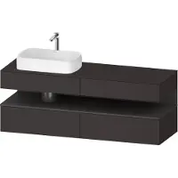 Duravit Qatego Konsolenwaschtischunterbau, 2 Auszüge, 2 Schubkästen, Ausschnitt links, 1600x550x600mm, Nische Graphit matt, QA4777049800000
