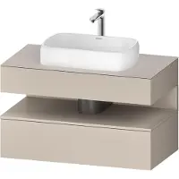 Duravit Qatego Konsolenwaschtischunterbau, 1 Auszug, 1 Schubkasten, Ausschnitt mittig, 1000x550x600mm, Nische Taupe Matt, QA4731091910000