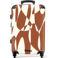 NoBoringSuitcases.com Hartschalen Koffer Mittelgroß 67x43x25 cm, 72L, Abstrakte Drucke für Frauen: Braun mit weißen abstrakten Formen, Reisekoffer mit 4 Rollen