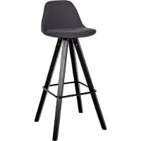 BellaFurn Barhocker mit Polsterung - Hocker - Strapazierfähige Sitzhöhe 77 cm - Informationen zu Stoffen und Holz | Farbe: dunkelgrau, Grundfarbe: schwarz