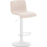 BellaFurn Barhocker im modernen Stil - Stuhl - ergonomische Sitzposition, stufenlos höhenverstellbar | Farbe: Creme | Materialbasis: Metall mattweiß