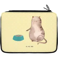Mr. & Mrs. Panda Etui Katze Fressen - Gelb Pastell - Geschenk, Federtasche, Federmappe, Federmäppchen, für Stifte, Mäppchen