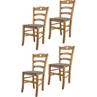 STOCK LINE t m c s Tommychairs - 4er Set Stühle CUORE für Küche und Esszimmer, Robuste Struktur aus lackiertem Buchenholz im Farbton Eichenholz und gepolsterte Sitzfläche mit Stoff in der Farbe Rehbraun bezogen
