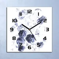 Coloray Wanduhr Echt-Glas-Küchenuhr Farbnegative Blumen Quarz 30x30 Deko Bilder